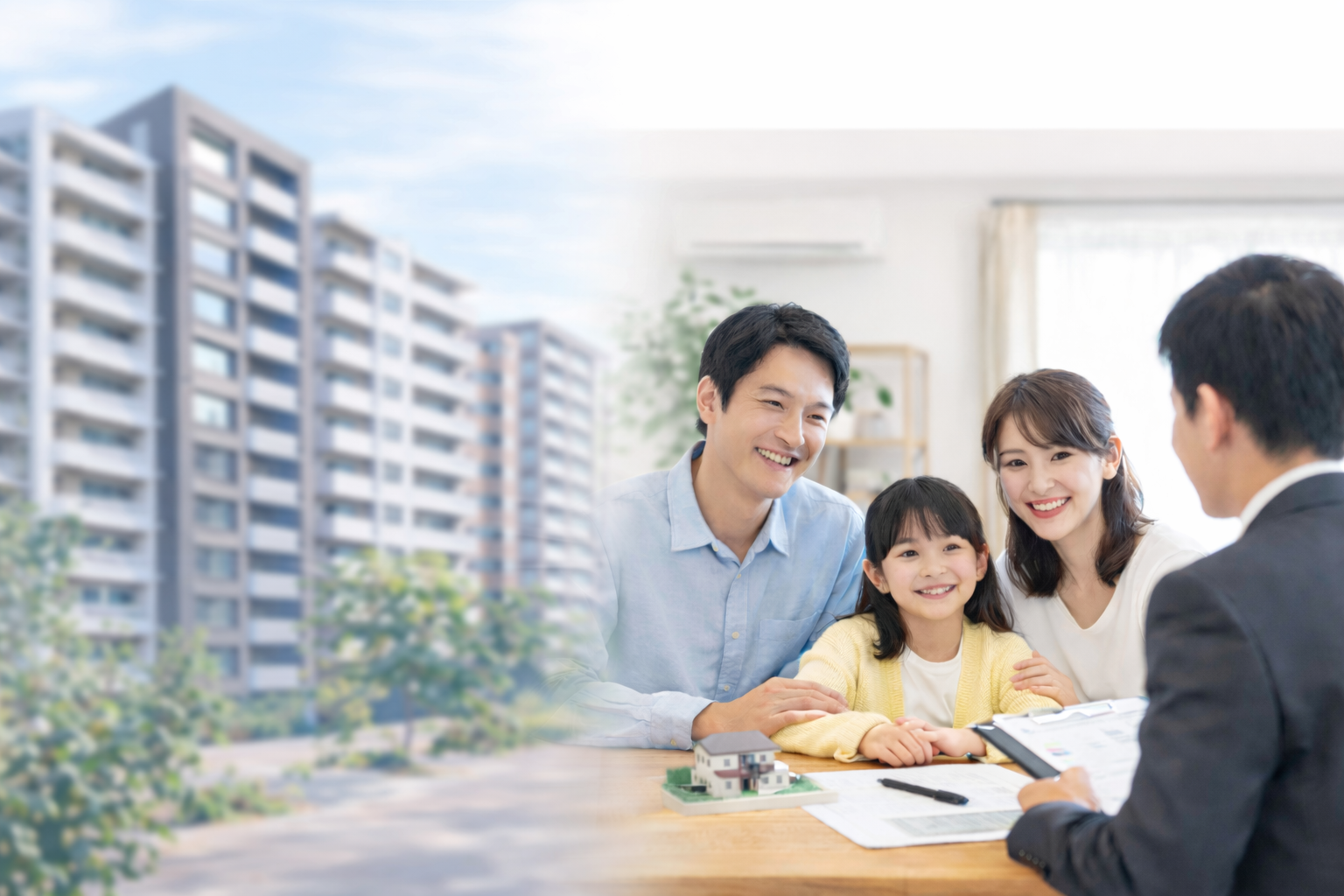 マンション購入を検討する家族